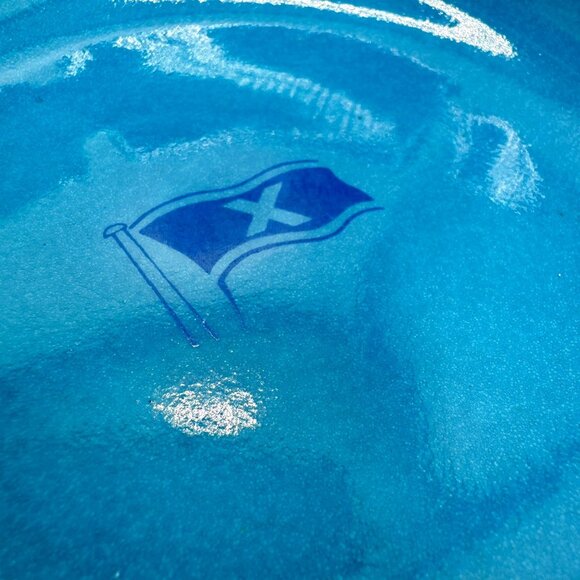 Vintage Chandris America Lines Turquoise Ceramic Ashtray Flag Cruise Line MCM 60 - Picture 2 of 8